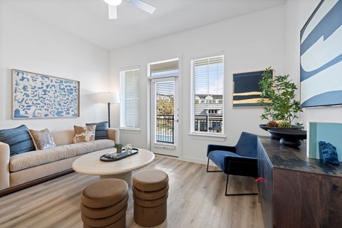 a living room with a couch and a coffee table